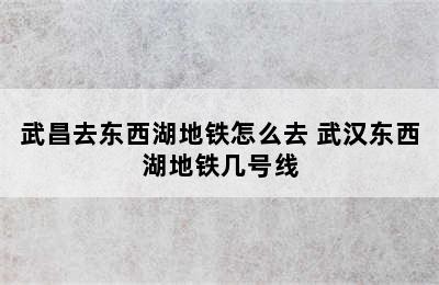 武昌去东西湖地铁怎么去 武汉东西湖地铁几号线
